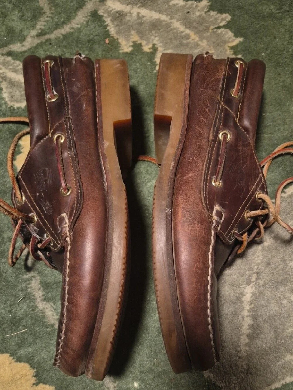 Timberland Dark Brown Leather Moc Toe Boat Shoes